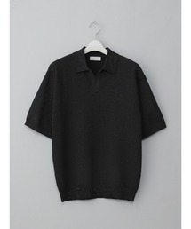 GOOVI（グービ）の「GOOVI／スキッパーポロニット／半袖／ウォッシャブル／和紙ブレンドプレーティング／無地（ニット/セーター）」
