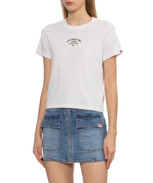 A BATHING APE(アベイシングエイプ)の「APEE BABY EMBROIDERY CROP TEE(Tシャツ/カットソー・レディース・ブラック/ホワイト/ブルー・X-SMALL/SMALL)」の7枚目の写真