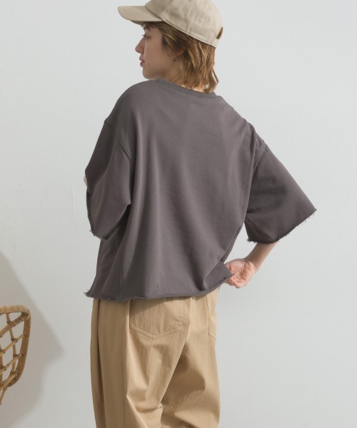 OMNES(オムネス)の「カレッジプリントスウェット半袖Tシャツ(Tシャツ/カットソー・レディース・ライトグレー/チャコールグレー/ライトブルー/アイボリー/グリーン・FREE)」の13枚目の写真
