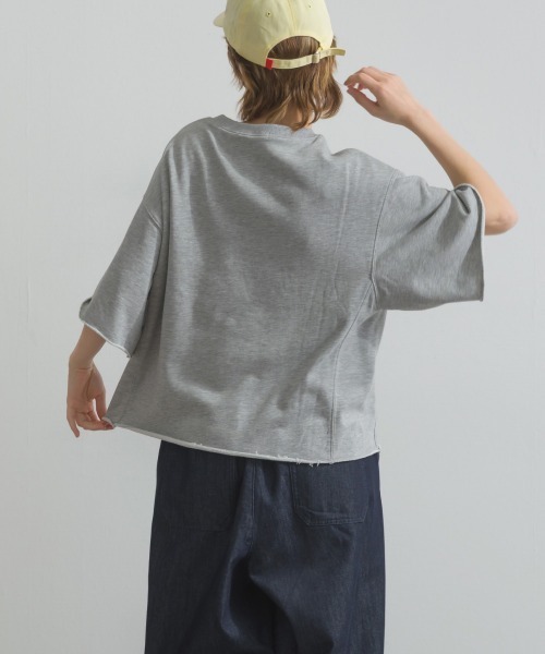 OMNES(オムネス)の「カレッジプリントスウェット半袖Tシャツ(Tシャツ/カットソー・レディース・ライトグレー/チャコールグレー/ライトブルー/アイボリー/グリーン・FREE)」の18枚目の写真