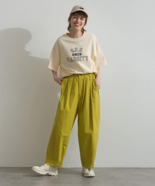 OMNES(オムネス)の「カレッジプリントスウェット半袖Tシャツ(Tシャツ/カットソー・レディース・ライトグレー/チャコールグレー/ライトブルー/アイボリー/グリーン・FREE)」の9枚目の写真