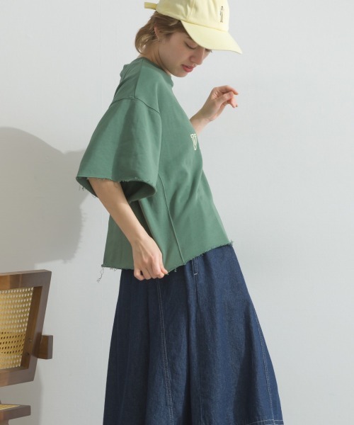 OMNES(オムネス)の「カレッジプリントスウェット半袖Tシャツ(Tシャツ/カットソー・レディース・ライトグレー/チャコールグレー/ライトブルー/アイボリー/グリーン・FREE)」の22枚目の写真