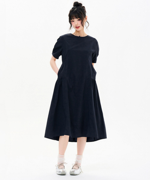 CHASECULT(チェイスカルト)の「レディース クルーネック シャーリング 半袖ワンピース-FBRG6173C04(ワンピース・レディース・ネイビー・85/90)」の4枚目の写真