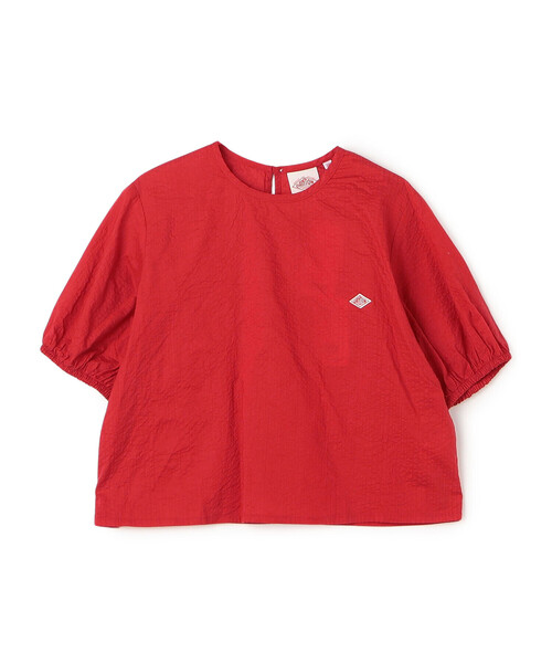 DANTON 赤 半袖シャツ Women's Seersucker Pullover Blouse（シャツ/ブラウス）｜DANTON
