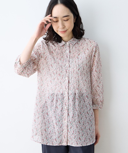 DECOY SINCE 1981(デコイシンスイチキュウハチイチ)の「【Liberty】花柄リバティシアーピンタックブラウス(シャツ/ブラウス・レディース・ブルー/ピンク・9号/11号/13号)」の7枚目の写真