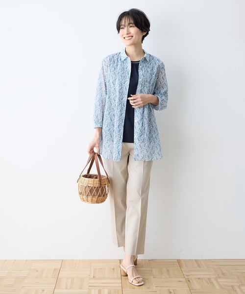 DECOY SINCE 1981(デコイシンスイチキュウハチイチ)の「【Liberty】花柄リバティシアーピンタックブラウス(シャツ/ブラウス・レディース・ブルー/ピンク・9号/11号/13号)」の11枚目の写真