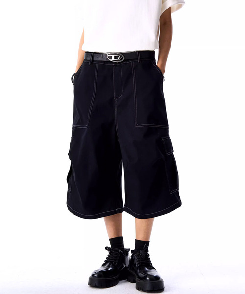 neos(ネオス)の「【neos】配色ステッチ ワイドカーゴ バミューダパンツ メンズ レディース クロップド丈 膝下丈 ハーフパンツ ユニセックス(カーゴパンツ・メンズ・ブラック/ホワイト・LARGE/MEDIUM/X-LARGE)」の11枚目の写真
