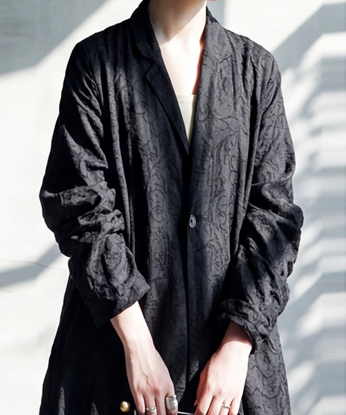 antiqua（アンティカ）の「綿100  テーラード ロングジャケット（テーラードジャケット・レディース・ブラック・ONESIZE）」の14枚目の写真