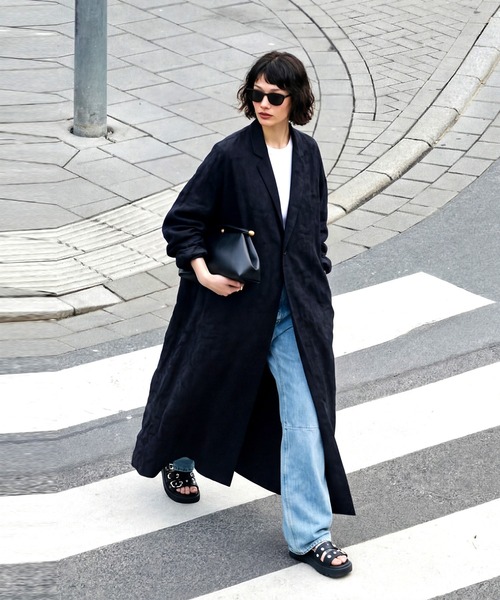 antiqua（アンティカ）の「綿100  テーラード ロングジャケット（テーラードジャケット・レディース・ブラック・ONESIZE）」の18枚目の写真