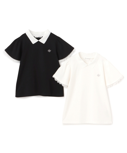 pom ponette junior(ポンポネットジュニア)の「【UVカット】衿つきレースカットソーブラウス(Tシャツ/カットソー・キッズ・ブラック/ホワイト・S:140cm/L:160cm/M:150cm/LL(165cm))」の9枚目の写真