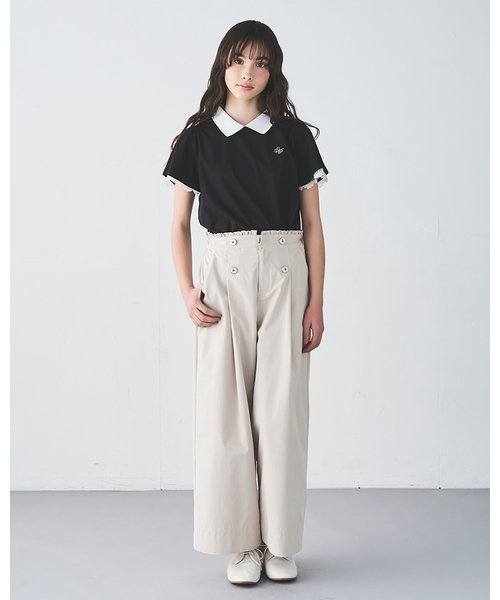 pom ponette junior(ポンポネットジュニア)の「【UVカット】衿つきレースカットソーブラウス(Tシャツ/カットソー・キッズ・ブラック/ホワイト・S:140cm/L:160cm/M:150cm/LL(165cm))」の12枚目の写真