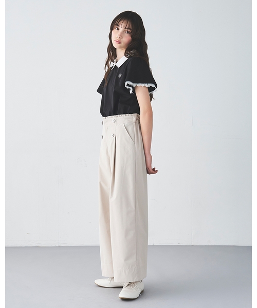 pom ponette junior(ポンポネットジュニア)の「【UVカット】衿つきレースカットソーブラウス(Tシャツ/カットソー・キッズ・ブラック/ホワイト・S:140cm/L:160cm/M:150cm/LL(165cm))」の13枚目の写真