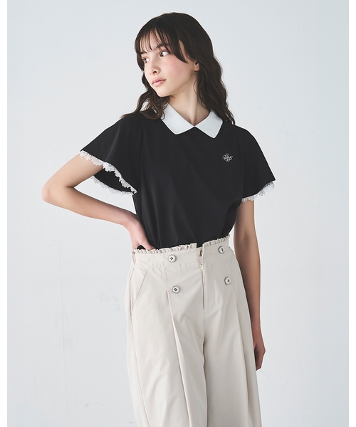 pom ponette junior(ポンポネットジュニア)の「【UVカット】衿つきレースカットソーブラウス(Tシャツ/カットソー・キッズ・ブラック/ホワイト・S:140cm/L:160cm/M:150cm/LL(165cm))」の14枚目の写真