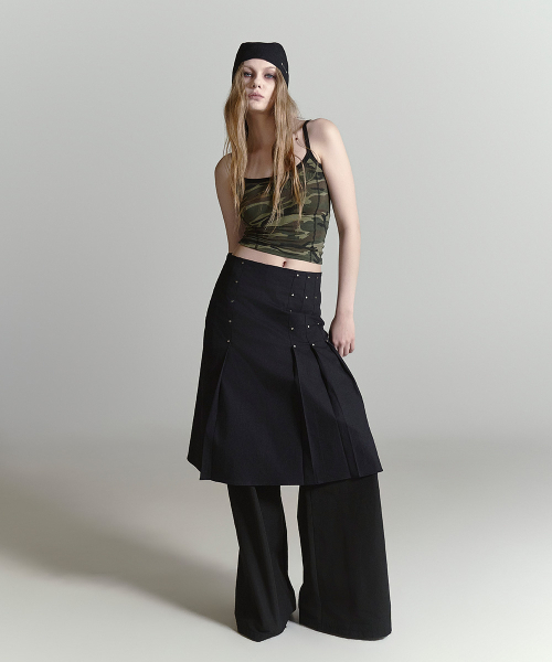 HALF DEVIL US(ハーフデビルアス)の「ハイブリッドマルチプリーツスカート_ブラック(スカート・レディース・その他・SMALL/MEDIUM)」の1枚目の写真