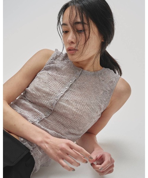 TODAYFUL（トゥデイフル）の「2way Sheer Knitvest（タンクトップ・レディース・ブルー系その他/オリーブ/アイボリー・FREE）」の3枚目の写真