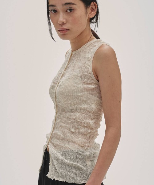 TODAYFUL（トゥデイフル）の「2way Sheer Knitvest（タンクトップ・レディース・ブルー系その他/オリーブ/アイボリー・FREE）」の2枚目の写真