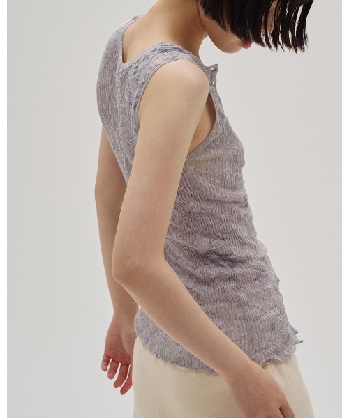TODAYFUL（トゥデイフル）の「2way Sheer Knitvest（タンクトップ・レディース・ブルー系その他/オリーブ/アイボリー・FREE）」の4枚目の写真