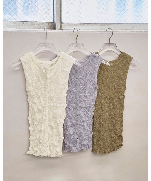 TODAYFUL（トゥデイフル）の「2way Sheer Knitvest（タンクトップ・レディース・ブルー系その他/オリーブ/アイボリー・FREE）」の11枚目の写真