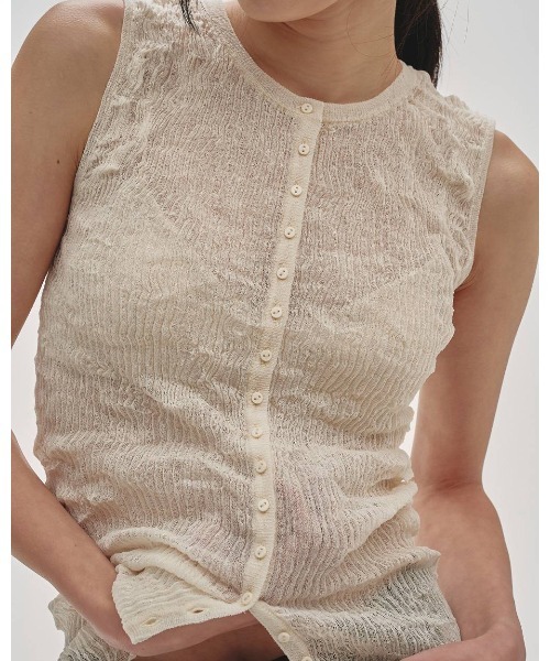 TODAYFUL（トゥデイフル）の「2way Sheer Knitvest（タンクトップ・レディース・ブルー系その他/オリーブ/アイボリー・FREE）」の5枚目の写真