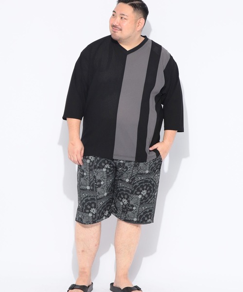 B&T CLUB(ビーティークラブ)の「ショートパンツ ハーフパンツ 短パン メンズ 大きいサイズ ACTIVE GEAR ストレッチ 総柄 ショーツ 夏 アウトドア レジャー B&T CLUB ビーアンドティークラブ(その他パンツ・メンズ・ベージュ/ブラック・X1(3L~4L)/X2(4L~5L)/X3(6L~7L)/X4(8L~9L))」の6枚目の写真