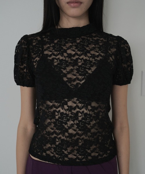 FEKETE（フェケテ）の「lace asymmetric collar puff blouse / 総レースパフスリーブブラウス（Tシャツ/カットソー・レディース・ミント/ホワイト/ブラック・SMALL/LARGE/MEDIUM）」の22枚目の写真