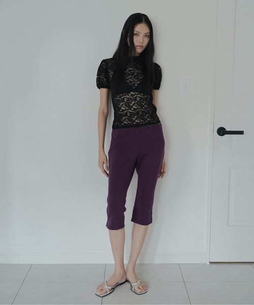 FEKETE（フェケテ）の「lace asymmetric collar puff blouse / 総レースパフスリーブブラウス（Tシャツ/カットソー・レディース・ミント/ホワイト/ブラック・SMALL/LARGE/MEDIUM）」の5枚目の写真