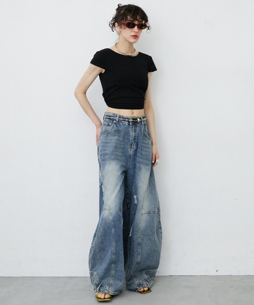 uyu.（ウユ）の「バッグオープンカップ付きカットソー（Tシャツ/カットソー・レディース・グリーン/ホワイト/ブラック・FREE）」の7枚目の写真