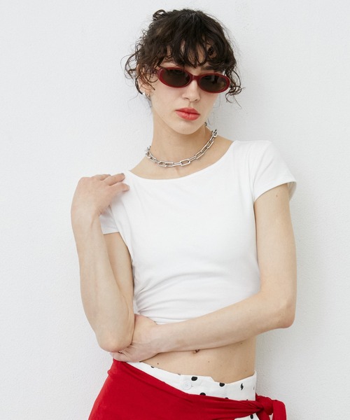 uyu.（ウユ）の「バッグオープンカップ付きカットソー（Tシャツ/カットソー・レディース・グリーン/ホワイト/ブラック・FREE）」の21枚目の写真
