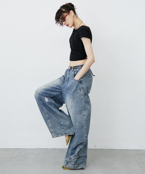 uyu.（ウユ）の「バッグオープンカップ付きカットソー（Tシャツ/カットソー・レディース・グリーン/ホワイト/ブラック・FREE）」の6枚目の写真