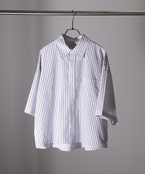 Art re A select(アトリエセレクト)の「【MADE IN KOREA】ブロード クロップド丈ストライプシャツ(シャツ/ブラウス・メンズ・ブルー/ブラック/アイボリー・FREE)」の1枚目の写真
