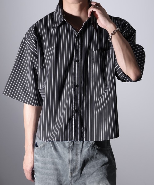 Art re A select(アトリエセレクト)の「【MADE IN KOREA】ブロード クロップド丈ストライプシャツ(シャツ/ブラウス・メンズ・ブルー/ブラック/アイボリー・FREE)」の2枚目の写真