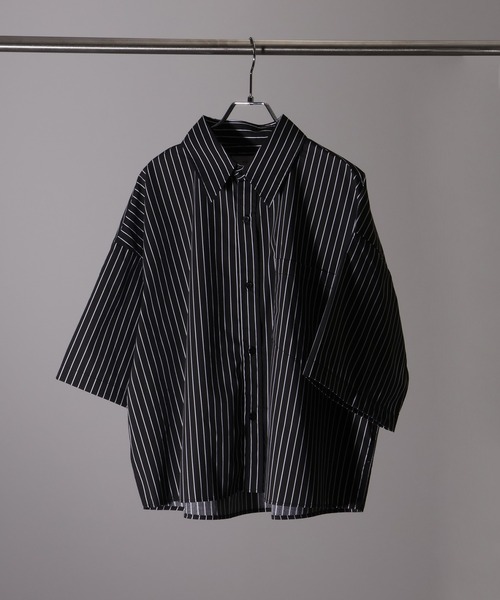 Art re A select(アトリエセレクト)の「【MADE IN KOREA】ブロード クロップド丈ストライプシャツ(シャツ/ブラウス・メンズ・ブルー/ブラック/アイボリー・FREE)」の4枚目の写真