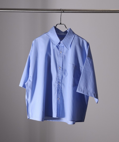 Art re A select(アトリエセレクト)の「【MADE IN KOREA】ブロード クロップド丈ストライプシャツ(シャツ/ブラウス・メンズ・ブルー/ブラック/アイボリー・FREE)」の5枚目の写真