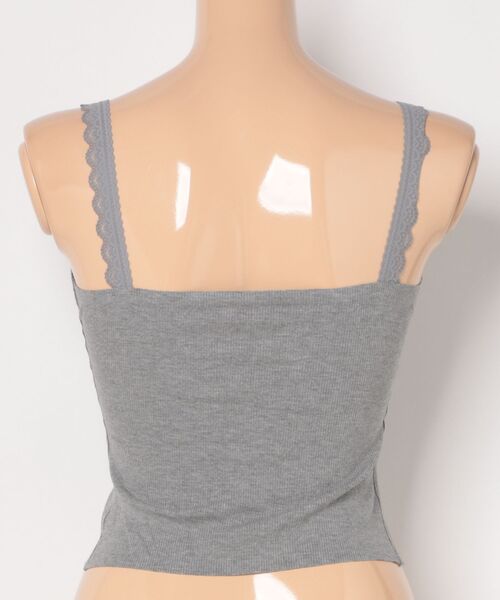 Lace Ladies(レースレディース)の「レース トリム リブ カップ付き キャミソール(キャミソール・レディース・ブラック/アイボリー/グレー/グレイッシュベージュ・FREE)」の5枚目の写真