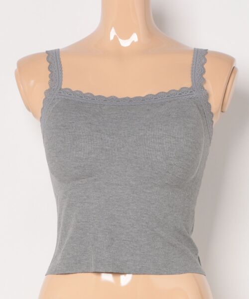 Lace Ladies(レースレディース)の「レース トリム リブ カップ付き キャミソール(キャミソール・レディース・ブラック/アイボリー/グレー/グレイッシュベージュ・FREE)」の20枚目の写真