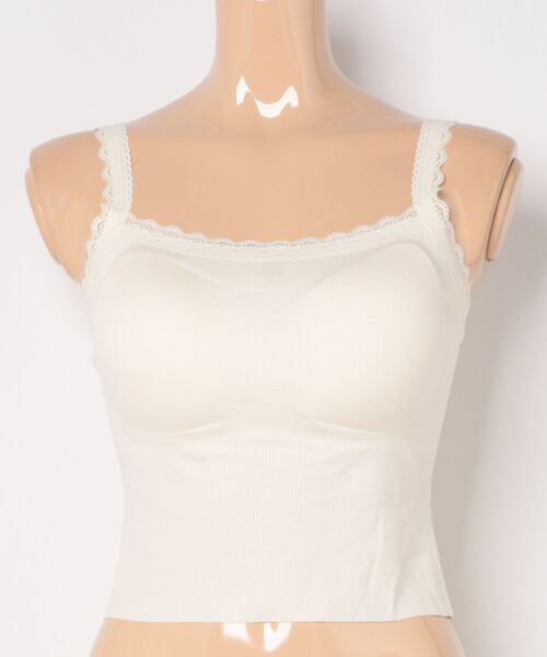 Lace Ladies(レースレディース)の「レース トリム リブ カップ付き キャミソール(キャミソール・レディース・ブラック/アイボリー/グレー/グレイッシュベージュ・FREE)」の19枚目の写真