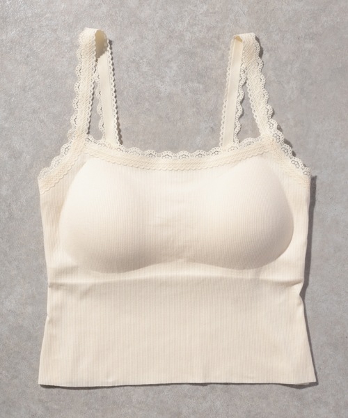 Lace Ladies(レースレディース)の「レース トリム リブ カップ付き キャミソール(キャミソール・レディース・ブラック/アイボリー/グレー/グレイッシュベージュ・FREE)」の22枚目の写真