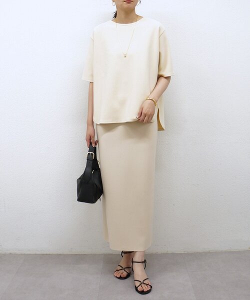 LOUNGEDRESS(ラウンジドレス)の「《美シルエット》ジョーゼット2WAYタイトスカート(スカート・レディース・ライトベージュ/ブラック・MEDIUM/SMALL/LARGE)」の3枚目の写真
