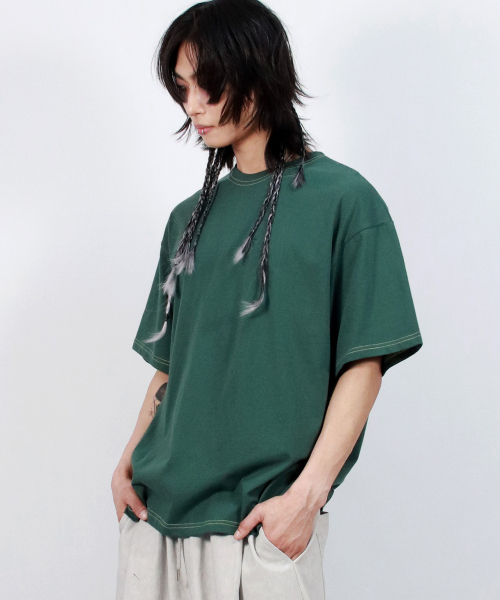 DEMARC（ドゥマーク）の「M OUTSTITCH BOXY SHORT SLEEVE TEE - khaki（Tシャツ/カットソー・メンズ・その他・MEDIUM/LARGE）」の4枚目の写真