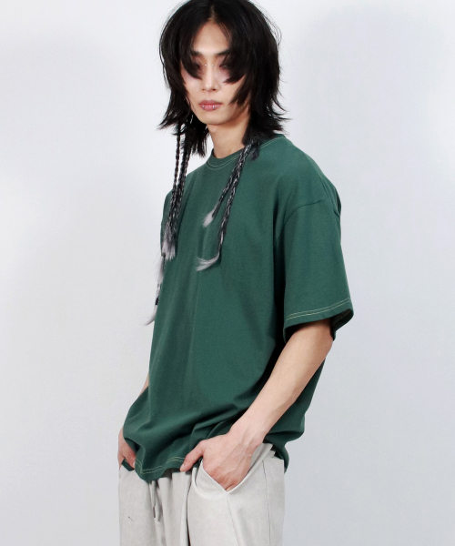 DEMARC（ドゥマーク）の「M OUTSTITCH BOXY SHORT SLEEVE TEE - khaki（Tシャツ/カットソー・メンズ・その他・MEDIUM/LARGE）」の5枚目の写真