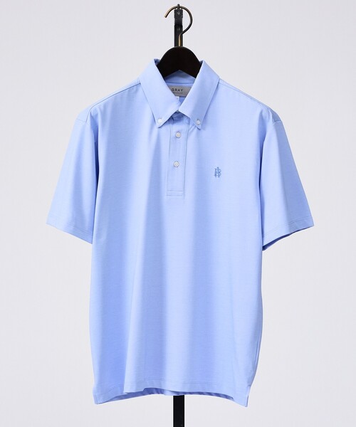 ABAHOUSE GRAY(アバハウスグレイ)の「【ON/OFF兼用】シルキー マイクロカノコ ボタンダウン ポロシャツ(Tシャツ/カットソー・メンズ・グレイッシュブルー/サックスブルー/ホワイト/グレイッシュベージュ・46/50/48/44)」の6枚目の写真