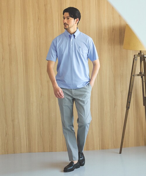 ABAHOUSE GRAY(アバハウスグレイ)の「【ON/OFF兼用】シルキー マイクロカノコ ボタンダウン ポロシャツ(Tシャツ/カットソー・メンズ・グレイッシュブルー/サックスブルー/ホワイト/グレイッシュベージュ・46/50/48/44)」の16枚目の写真