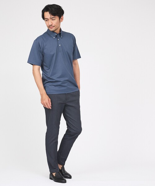 ABAHOUSE GRAY(アバハウスグレイ)の「【ON/OFF兼用】シルキー マイクロカノコ ボタンダウン ポロシャツ(Tシャツ/カットソー・メンズ・グレイッシュブルー/サックスブルー/ホワイト/グレイッシュベージュ・46/50/48/44)」の21枚目の写真