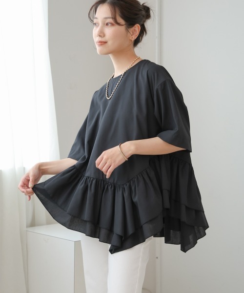 Bou Jeloud(ブージュルード)の「ペプラムフリルTシャツブラウス(シャツ/ブラウス・レディース・オフホワイト・MEDIUM)」の14枚目の写真