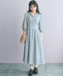marun | <大きいサイズ>チェック柄スキッパーワンピース marun(ワンピース)