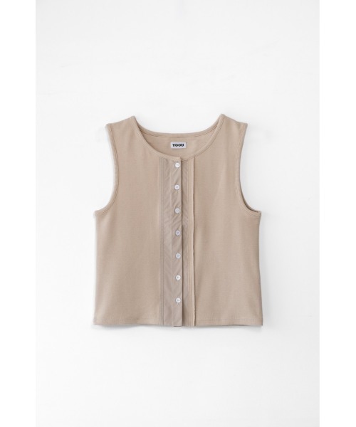 YOOU(ユー)の「DOCKIONG TANKTOP(Tシャツ/カットソー・レディース・ブラック/ベージュ・FREE)」の2枚目の写真