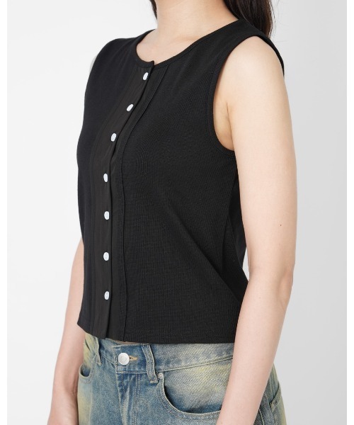 YOOU(ユー)の「DOCKIONG TANKTOP(Tシャツ/カットソー・レディース・ブラック/ベージュ・FREE)」の4枚目の写真
