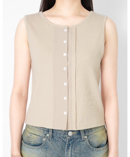 YOOU(ユー)の「DOCKIONG TANKTOP(Tシャツ/カットソー・レディース・ブラック/ベージュ・FREE)」の7枚目の写真