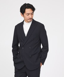 ABAHOUSE GRAY | 【接触冷感/セットアップ対応】ナイロンジャガード ストレッチ ダブルジャケット(テーラードジャケット)