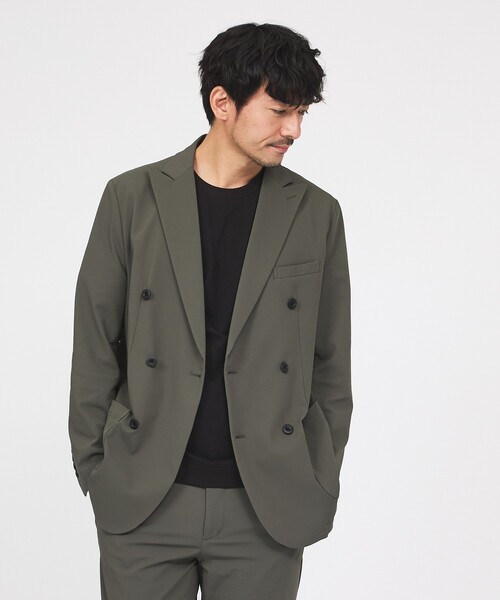 ABAHOUSE GRAY(アバハウスグレイ)の「【接触冷感/セットアップ対応】ナイロンジャガード ストレッチ ダブルジャケット(テーラードジャケット・メンズ・ブラック/ネイビー/カーキ・46/44/48/50)」の3枚目の写真